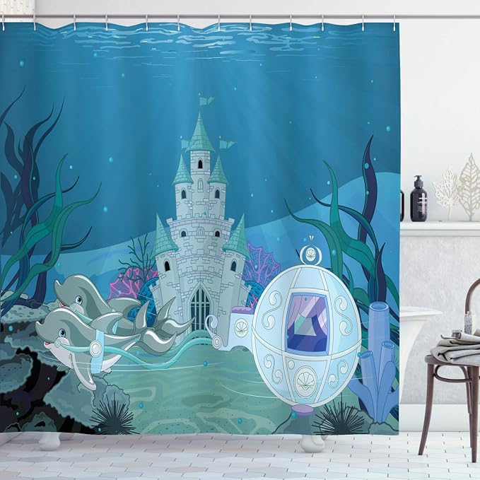 Ambesonne Ocean Shower Curtain, Mermaid Castle by Ambesonne