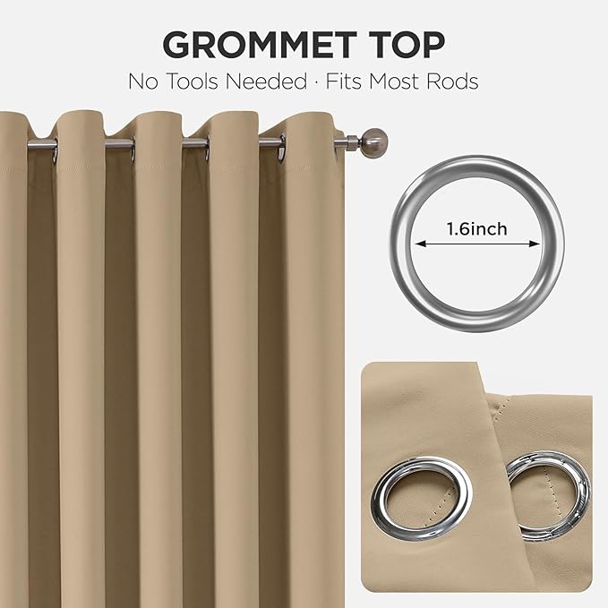 Joydeco Blackout Patio Sliding Door Curtains 90 Inches Long, Grommet Privacy - Image 9