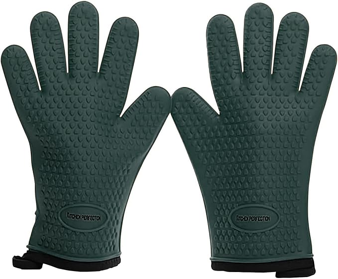 Kitchen perfection Silicone Smoker Oven Gloves -Extreme Heat Resistant BBQ by Kitchenperfection