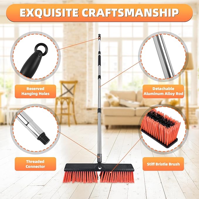 Push Broom, Heavy Duty Outdoor Broom - Image 5