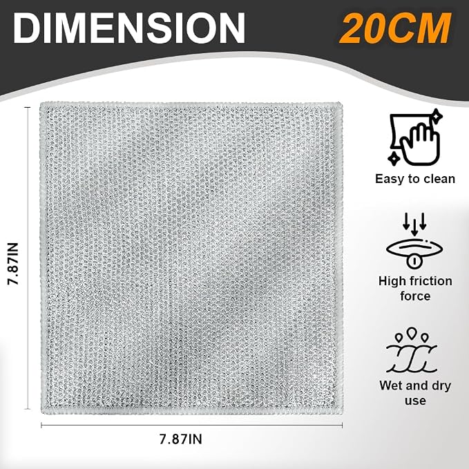 Silver Mesh Dish Cloths – Non Scratch, Odor Free, Quick Dry Wire Cleaning Pads - Image 4