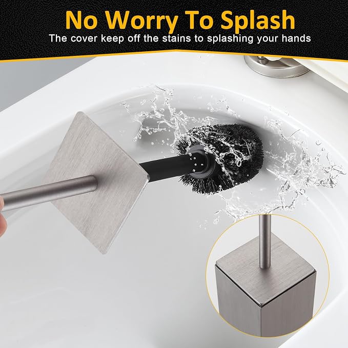 Toilet Brush and Holder Floor Standing, Brushed Nickel - Image 5
