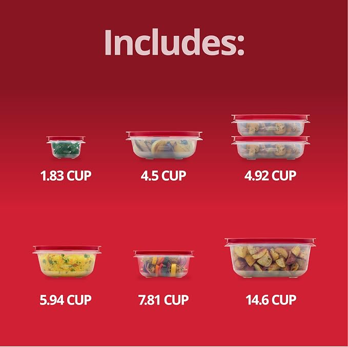 Rubbermaid EasyStore Square and Round Containers, 14-Piece Set, Food Storage - Image 6