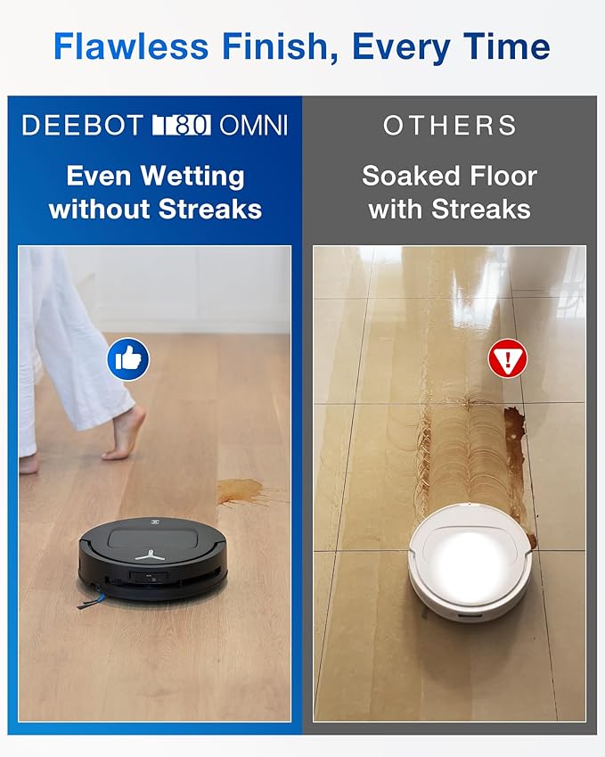ECOVACS DEEBOT T80 Omni Robot Vacuum and Mop, 000Pa Suction, OZMO™ Roller - Image 4
