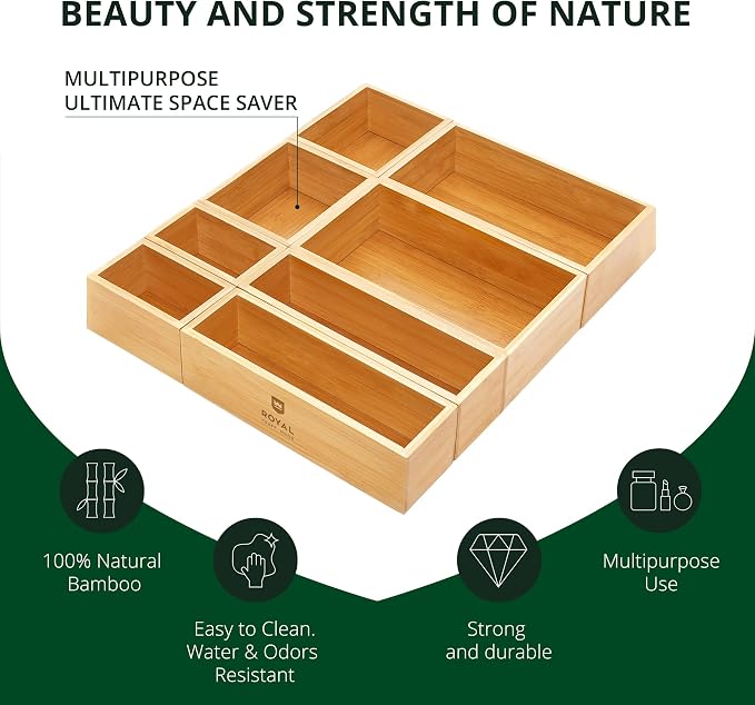 ROYAL CRAFT WOOD Bamboo Jewelry Organizer Box & Chests Set - Image 3