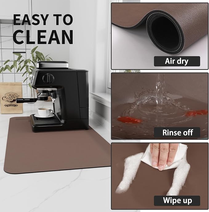 Coffee Mat - Absorbent Hide Stain Rubber Backed Dish Drying Mat - Image 4