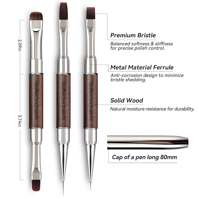 Nail Art Clean Up Brushes, Dual-End French Tip Brush 3PCS Set - Image 5