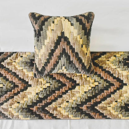 The HomeCentric King/Queen/Twin Beige Designer King 90"x18" Bed Runner Without Pillow Cover, Abstract, Chevron, Quilted Bed Scarf on Suede Velvet Fabric - Paramount