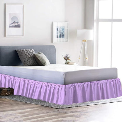 Bed Skirt - Ruffled Bed Skirt (King, Lilac) 12 Inch Drop Dust Ruffle with Platform, 100% Cotton 800 Thread Count Fabric - Dust Ruffle Bedskirt for Easy Fitting and Easy Care