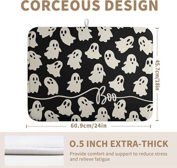 Halloween Ghosts Dish Drying Mat Black and White Large Kitchen Mats Dish Drying - Image 3
