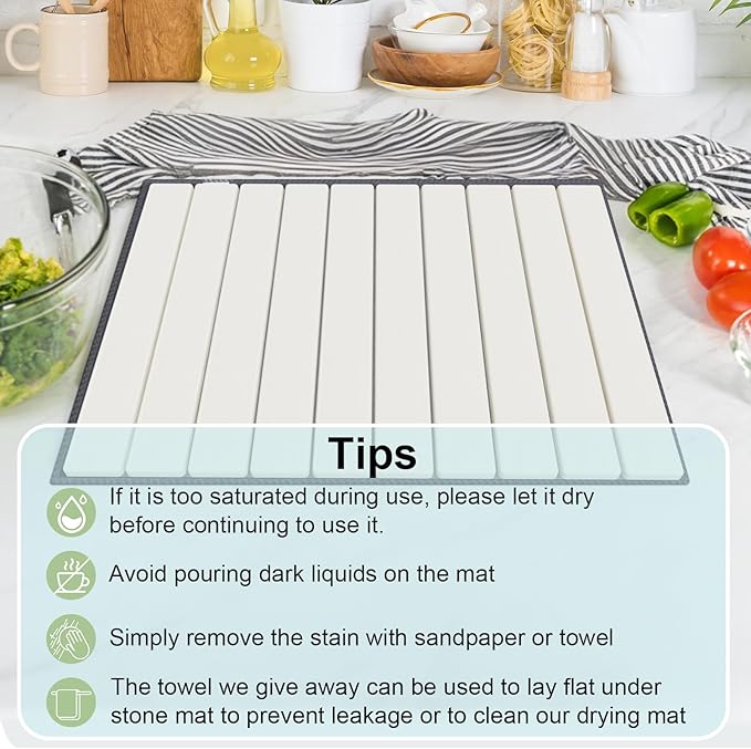 Stone Dish Drying Mat for Kitchen Counter, Versatile Stone Drying Mats for Cups - Image 7