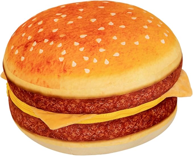 Round Chair Cushions 16x16x12 Inch Cute 3D Simulation Cheeseburger Comfortable Fluffy Soft Floor Cushions for Bedroom School Classroom Couch Sofa Decor Floor Pillows for Sitting