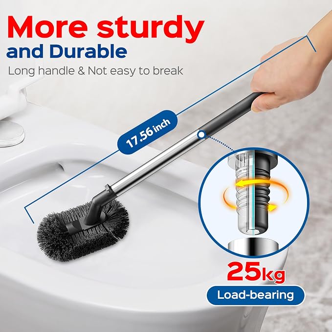 HAMITOR Toilet Plunger and Brush Set: 2 in 1 Stainless Steel Bowl Brush - Image 6