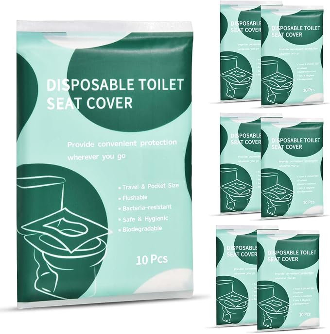 60 Pcs Disposable Flushable Paper Toilet Seat Covers Travel Supplies Essentials by KISEER