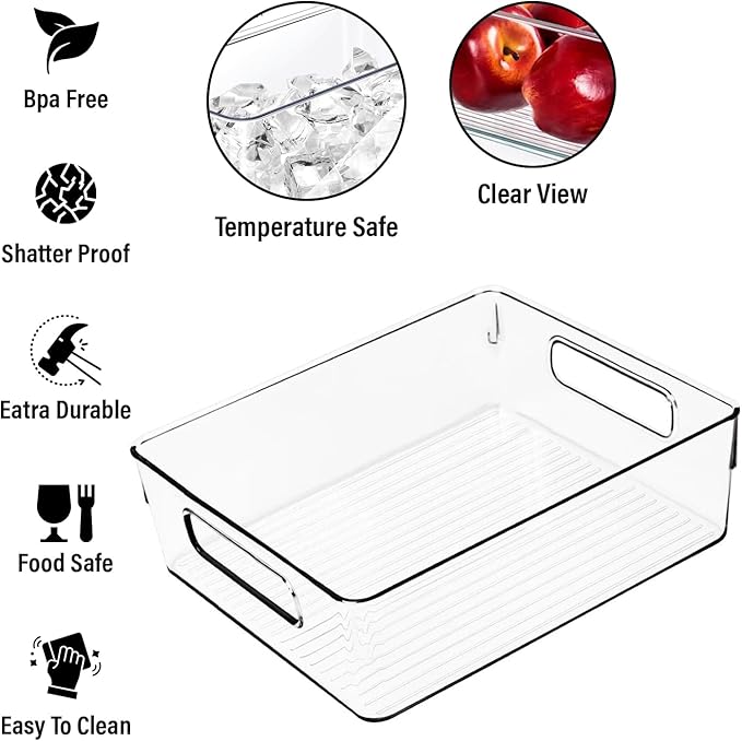 Clear Plastic Storage Bins, Pantry Organizers and Storage or Kitchen - Image 2