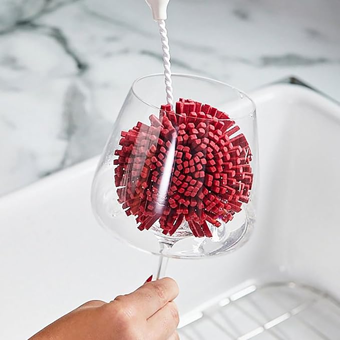 Wine Enthusiast Interchangeable Glassware Cleaning Brush Set – 5-Piece Bamboo - Image 6