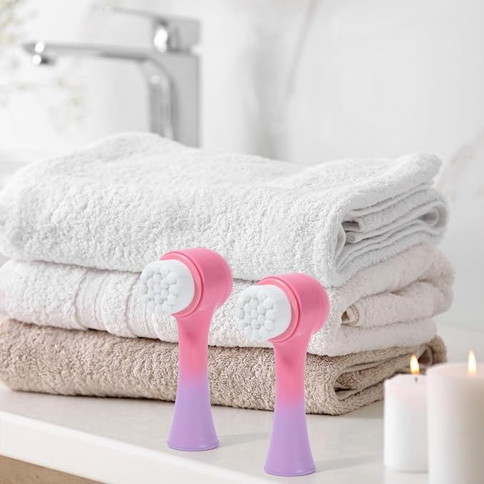 Face Brush 2 in 1, Silicone Facial Cleansing Exfoliating Brush Soft Bristles - Image 8