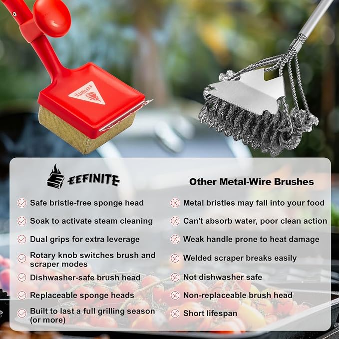 BBQ Grill Cleaner Brush, EEFINITE Steam Grill Brush - Image 6