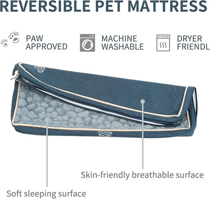 VANKEAN Waterproof Dog Pad Bed Mat Reversible (Warm&Cool), Removable Washable Cover & Waterproof Inner Lining, Pet Mattress for Cats and Dogs, Joint Relief Crate Bed, Navy-Medium