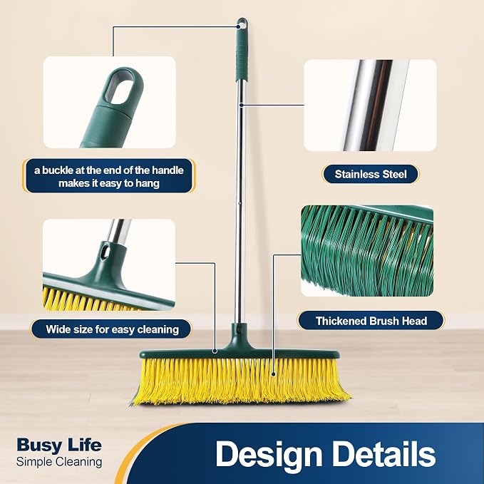Yocada Heavy Duty Outdoor Broom Commercial Broom Garden Leaf Rake - Image 2