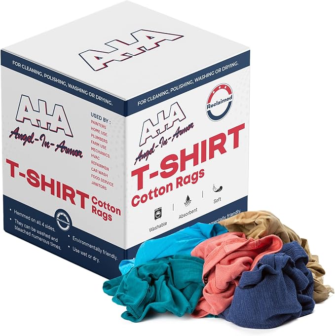 Angel-in-Armor Colored T-Shirt Rags – 25lb Bulk Box of Recycled Cotton Knit by A-I-AAngel-In-Armor