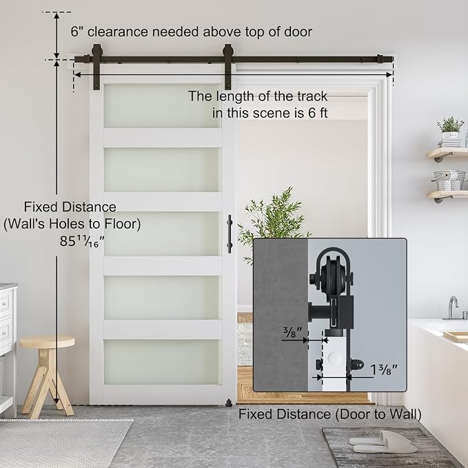 SmartStandard 34 x 84 in Glass Barn Door - Image 3
