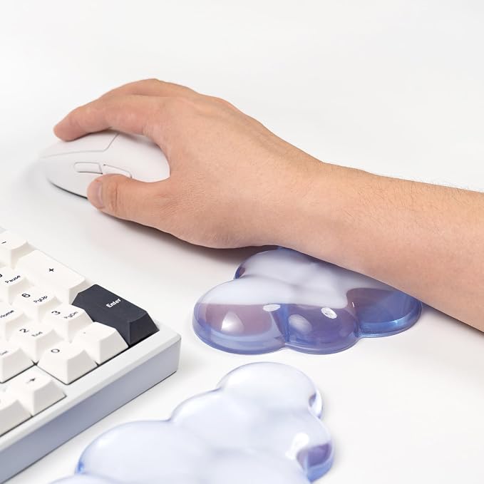 Ergonomic Gel Cloud Keyboard and Mouse Wrist Rest Set – Clear Wrist Rest - Image 5
