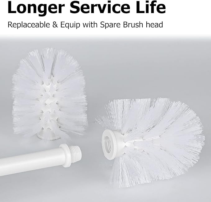 Topsky Toilet Brush & Holder Set, 2 Pack Plastic Round Barrel Loo Brush - Image 6