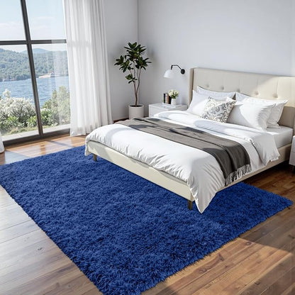8x10 Area Rugs for Living Room Rug: Soft Fluffy Shag Blue Rugs for Bedroom, Non-Slip Large Fuzzy Plush Rug Indoor Floor Carpet for Nursery Kids Boys Girls Room, Dorms, Playroom, Modern Home Decor