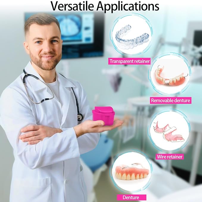 2 Pack Colors Denture Bath Case Cup Retainer Cleaner Holder Case False Teeth - Image 4