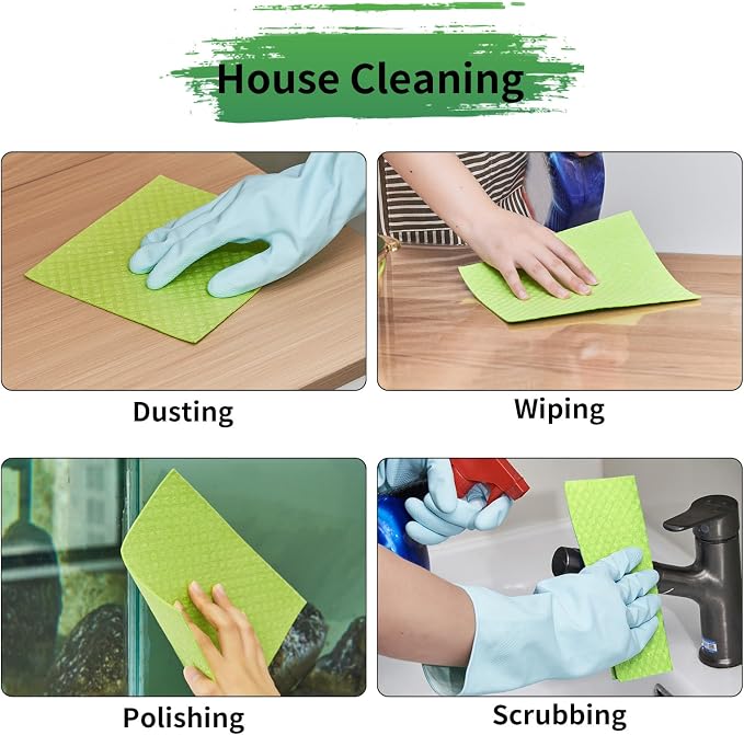 YEEHAW Swedish Dishcloths for Kitchen 10 Pack, Cellulose Sponge Cloths - Image 5