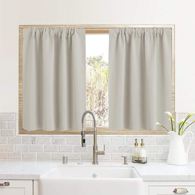 RYB HOME Blackout Short Cafe Curtains, Privacy Light Block Small Window Curtains by RYBHOME