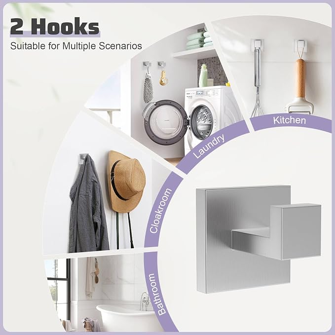 TNOMS Brushed Nickel Towel Bar Set, 5-Piece Bathroom Hardware Set Includes - Image 5
