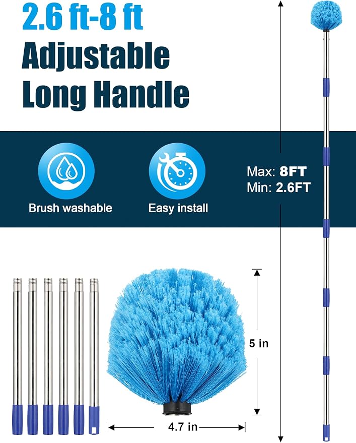 Cobweb Duster with Extension Pole, 8 ft Spider Web Brush - Image 4