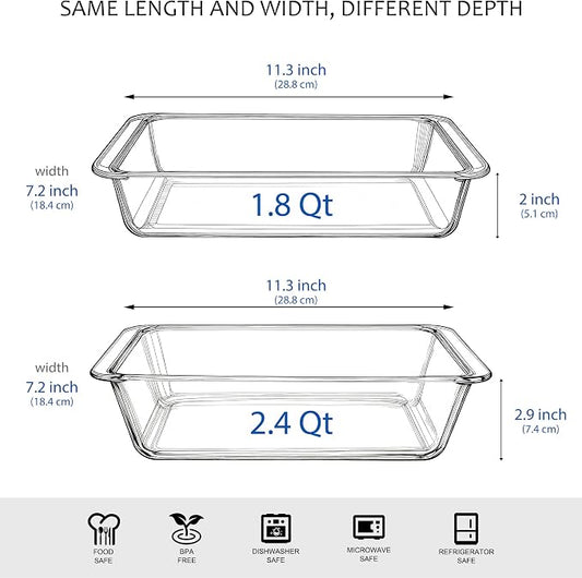 Set of 2 pcs Tempered Glass Baking Dish Set, Deep and Classic Borosilicate - Image 2