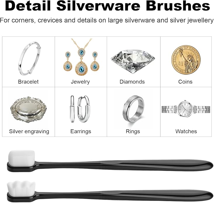 Silver Cleaning Kit with Ultra-Soft Brushes & Polish Cloths – Tarnish Removal - Image 5