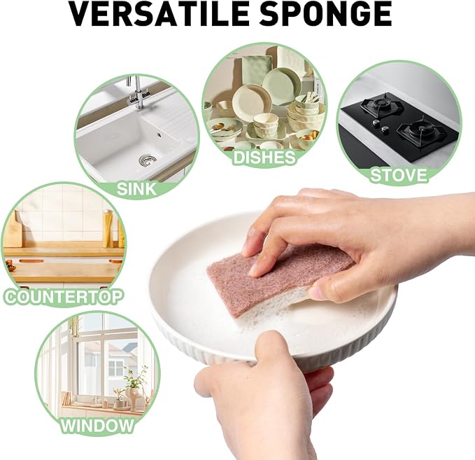 Eco-Friendly Sisal and Wood Pulp Cotton Double-Sided Cleaning Sponges - Image 3