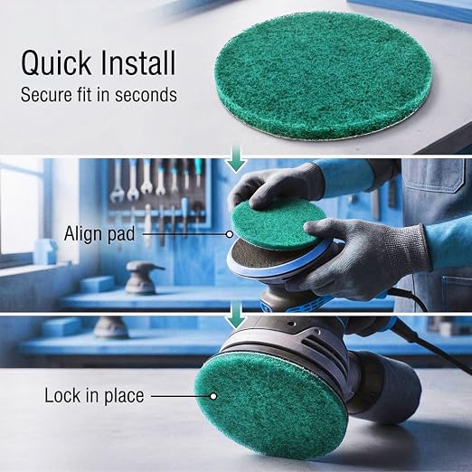 4 Inch 180 Grit Drill Brush Scrubber Scouring Pads, Random Orbital Sander - Image 5