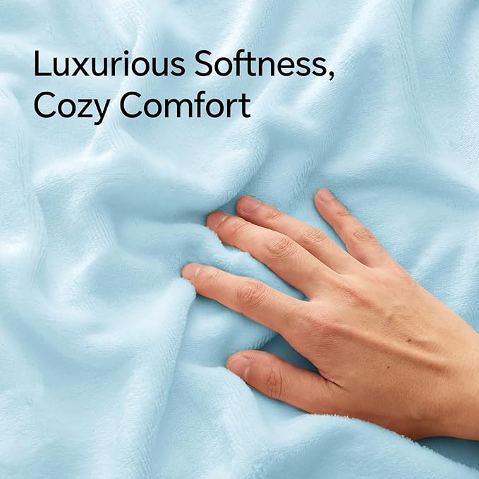 BEDELITE Flannel King Size Pillow Cases Set of 2, Super Soft Fleece Pillowcases with Zipper for Bedroom, Sofa, Couch,Luxury Cozy Fuzzy Velvet Pillow Shams for All Seasons(20x40 Inches,Blue)