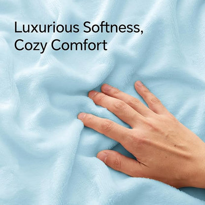 BEDELITE Flannel King Size Pillow Cases Set of 2, Super Soft Fleece Pillowcases with Zipper for Bedroom, Sofa, Couch,Luxury Cozy Fuzzy Velvet Pillow Shams for All Seasons(20x40 Inches,Blue)
