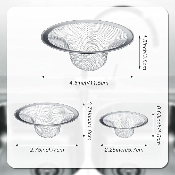 12 Pieces Stainless Steel Sink Strainer Drain Strainer - Image 2