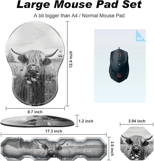 Ergonomic Mouse Pad with Wrist Support and Keyboard Wrist Rest Set + Coaster - Image 2