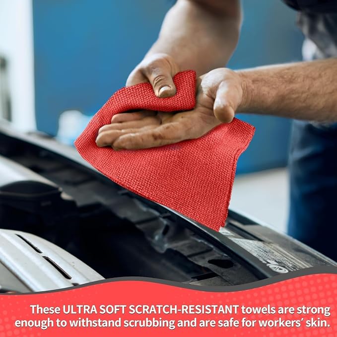 HOMERHYME Microfiber Cleaning Cloth, 200 Pack Red Cleaning Rags Microfiber - Image 3