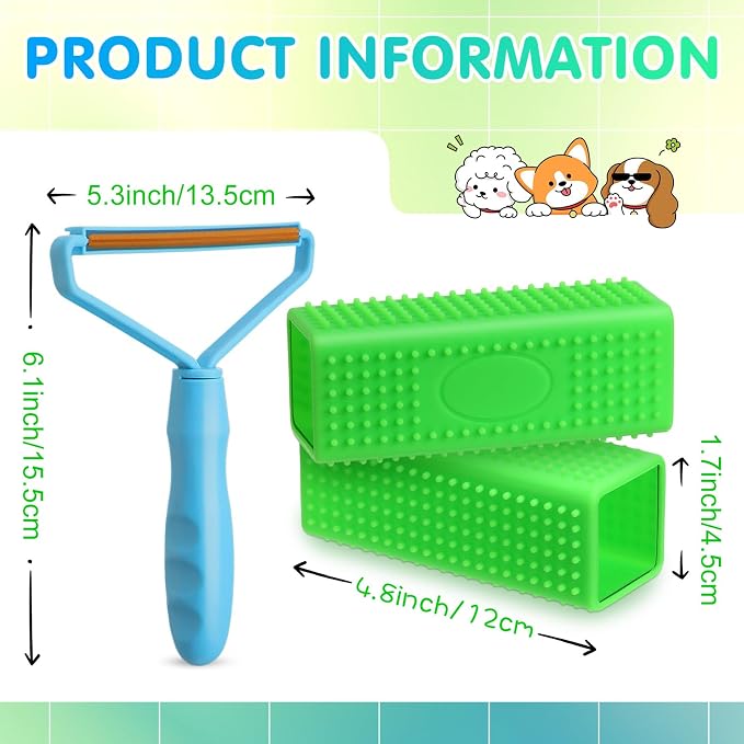 Honeydak 3 Pieces Hair Remover Tool Dog Hair Remover Pro Silicone Cleaner Brush - Image 2