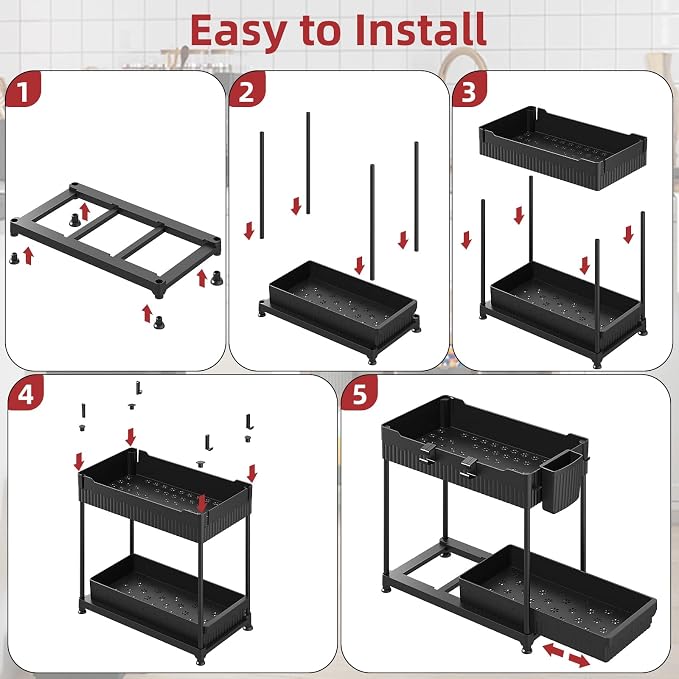 4 Pack Under Sink Organizer, Bathroom Organizers and Storage, 2 Tier Multi-Use - Image 9