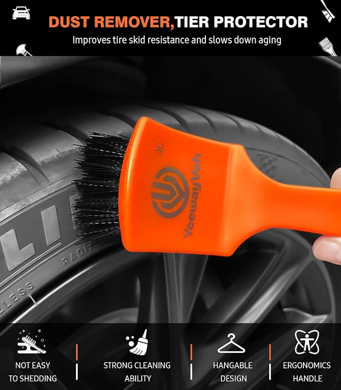 YeewayVeh 8PCS Ultimate Wheel and Tire Brush Kit | 2-Size 360° Bendable Wheel - Image 3