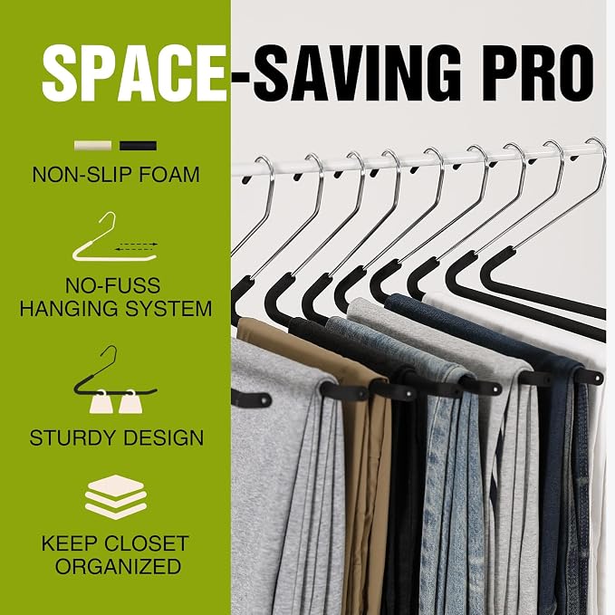 Spring Fever Open Ended Non Slip Sponge Padded Pants Hangers - Image 4