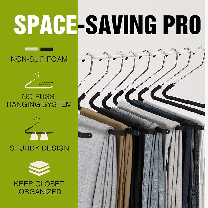 Spring Fever Open Ended Non Slip Sponge Padded Pants Hangers - Image 4