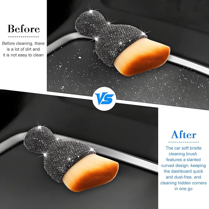 Bling Car Detailing Brush, Crystal Rhinestone Non-Scratch Vehicle Cleaning Dust - Image 5