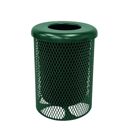 COATEDOUTDOORFURNITURE RFT-GRN Heavy Duty 32 Gallon Round Trash Receptacle by CoatedOutdoorFurniture